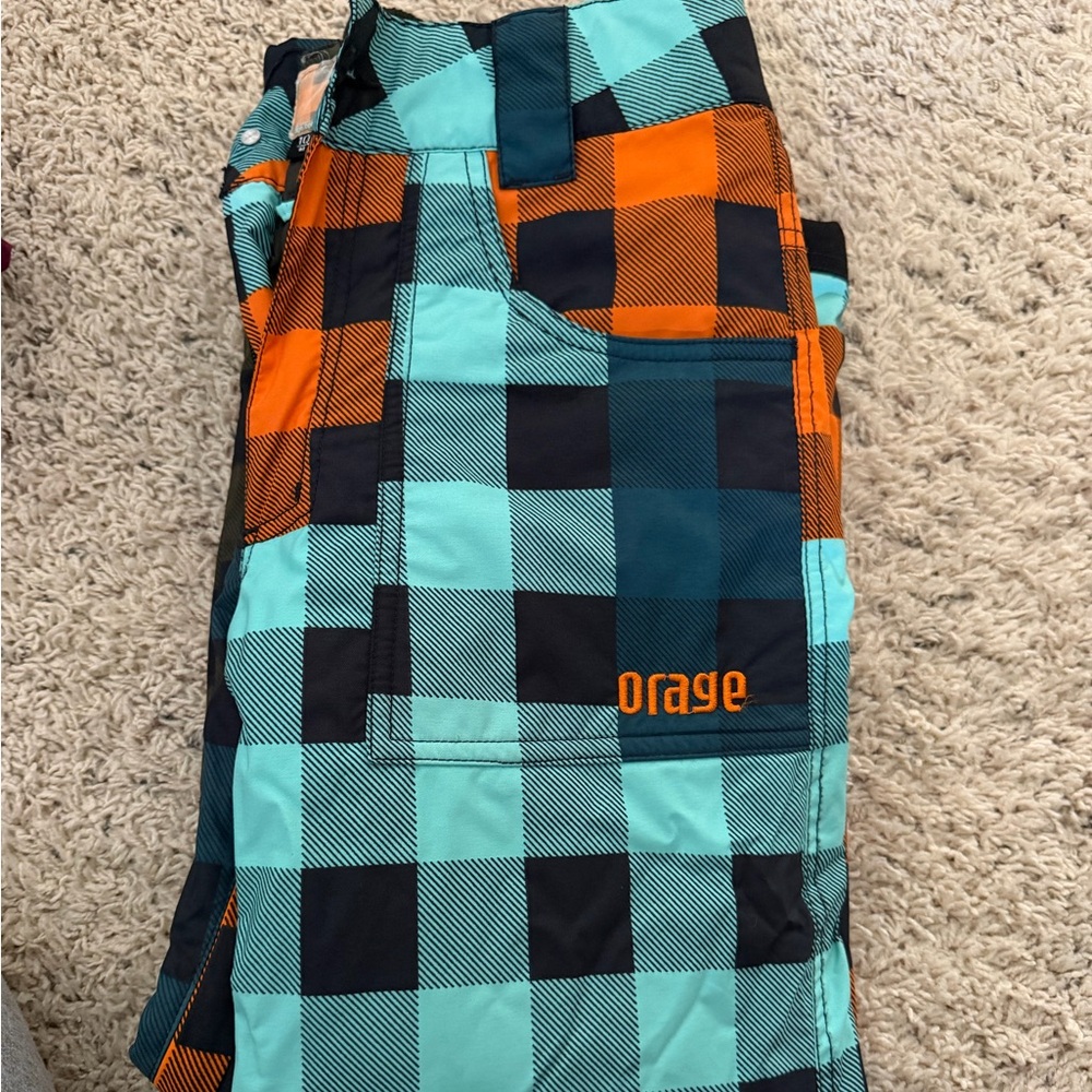 Orage Plaid Snowpants Worn Once Youth Size M or 10